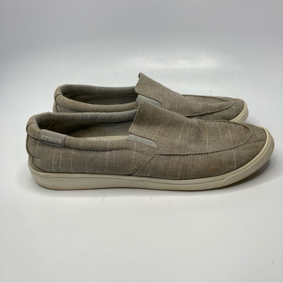 Crocs citiline tan canvas slip on shoes size 8 - Picture 1 of 12